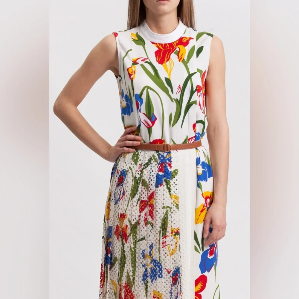 NWT! TORY BURCH Size 4 • Carine Iris Floral Midi Dress.